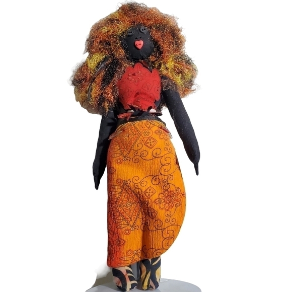 Exotic Tribal African American handmade Black Americana doll with stand - Picture 3 of 12
